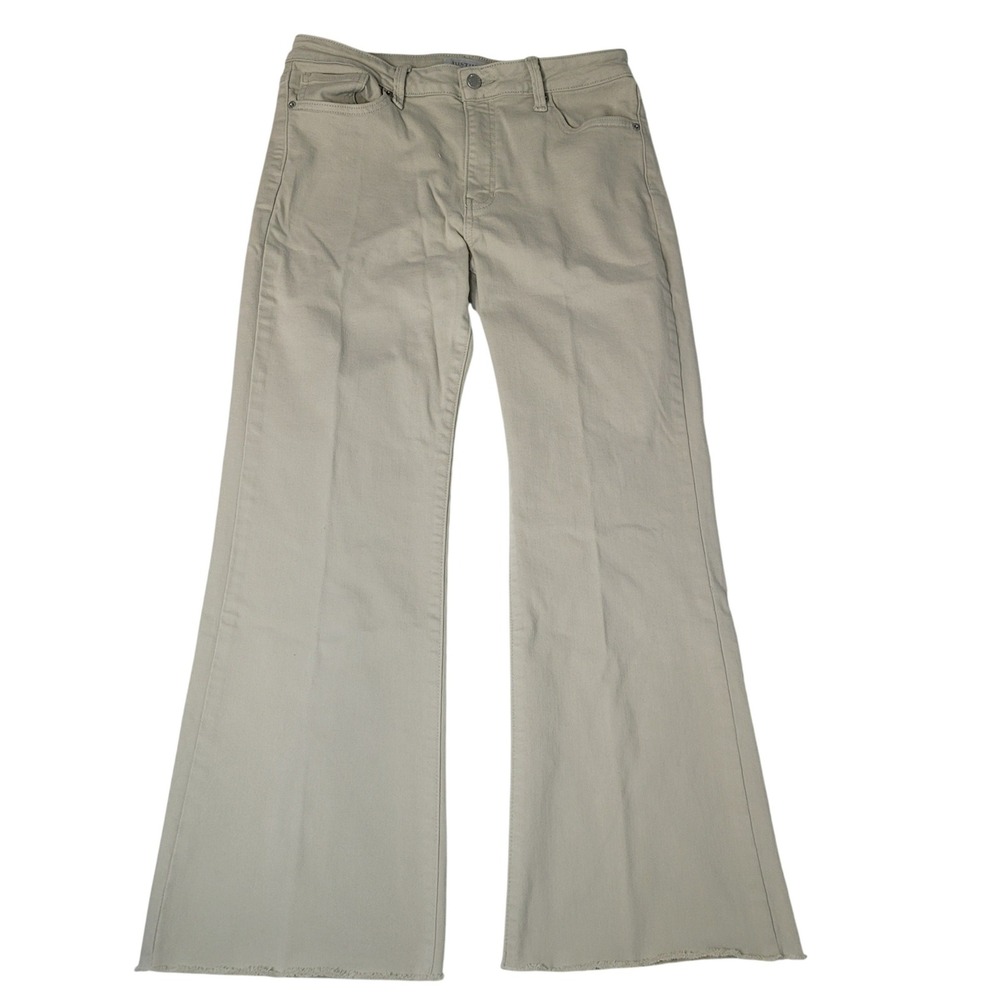 JUSTUSA Womens Size 14 Khaki Tan‎ Flare Leg Raw Hem Denim Jeans JP180-PSY